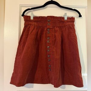 Madewell Terracotta A-Line Skirt with Button Front